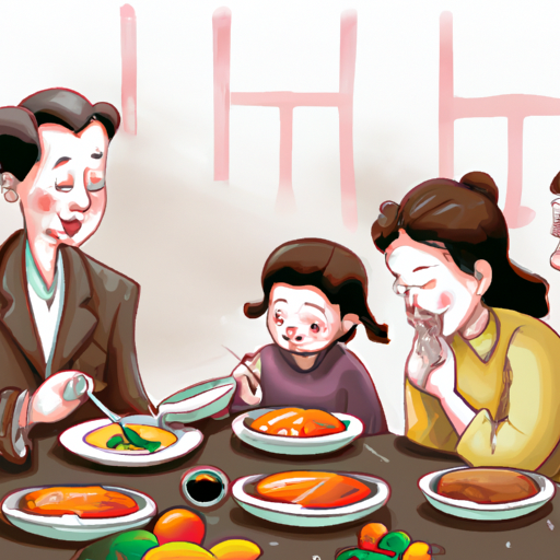 אב נהנה מארוחה שהוכנה במיוחד עם משפחתו