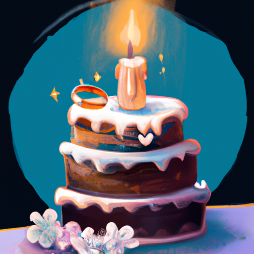 עוגת יום הולדת עם נרות וטבעת אירוסין נסתרת